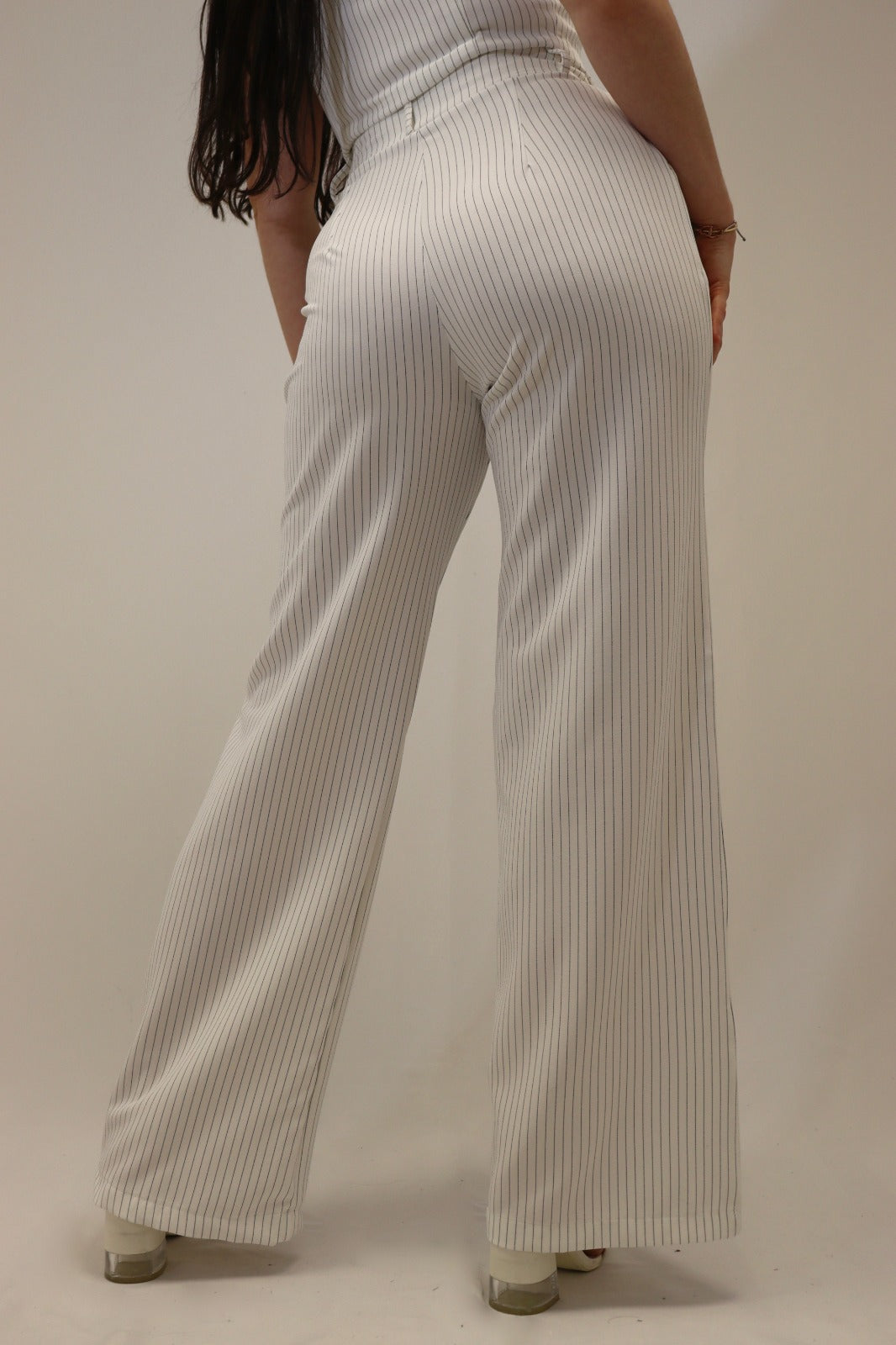 Pantalon Brooklyn blanc à rayures