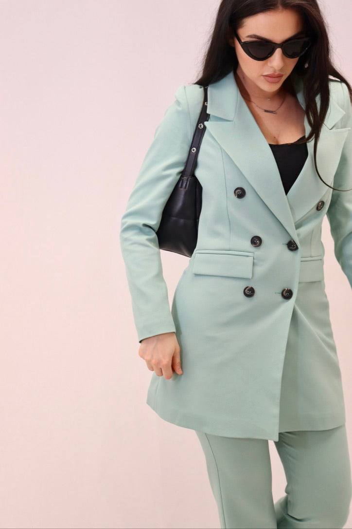 Blazer long Oxford vert d'eau