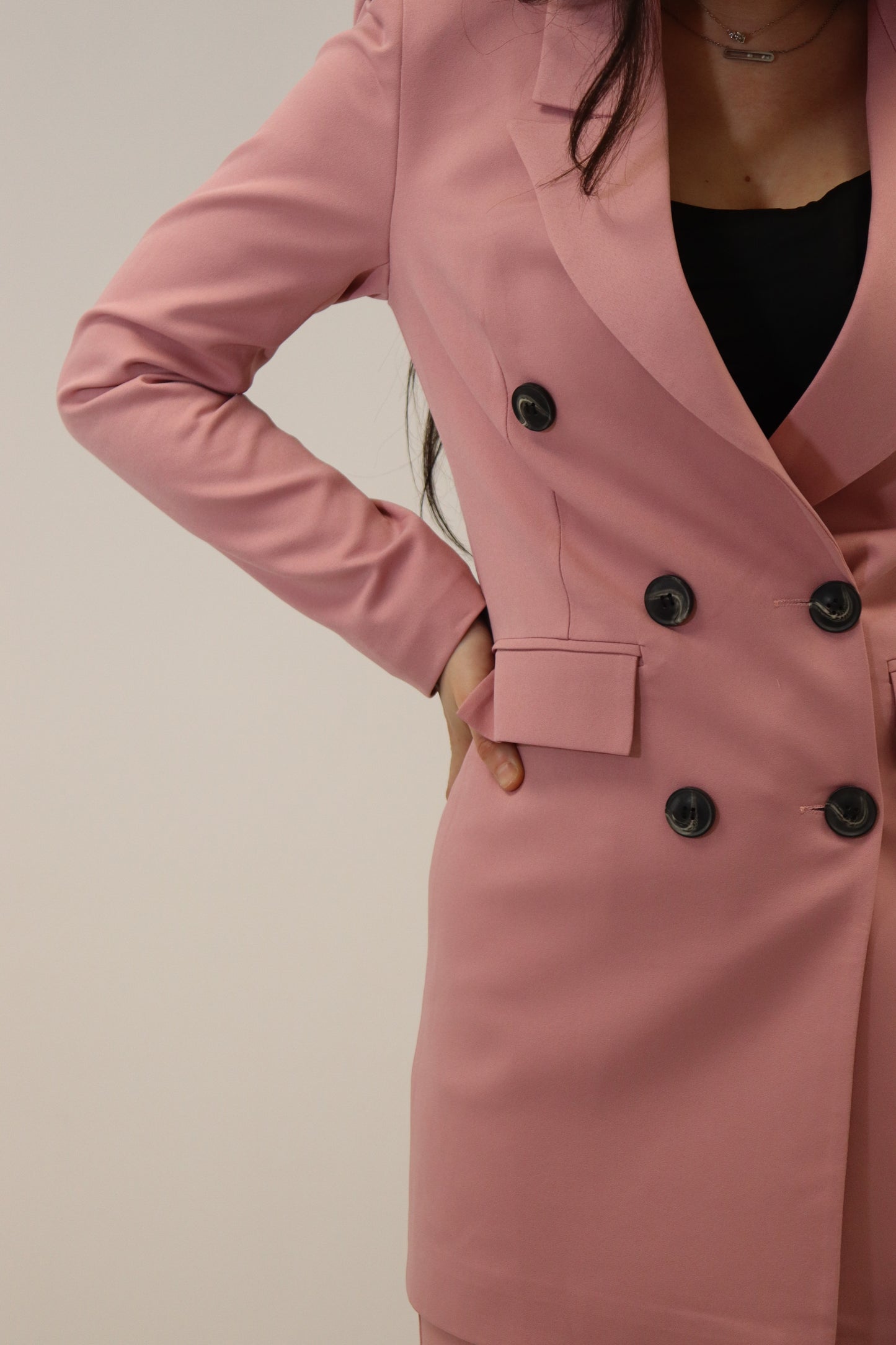 Blazer long Oxford vieux rose