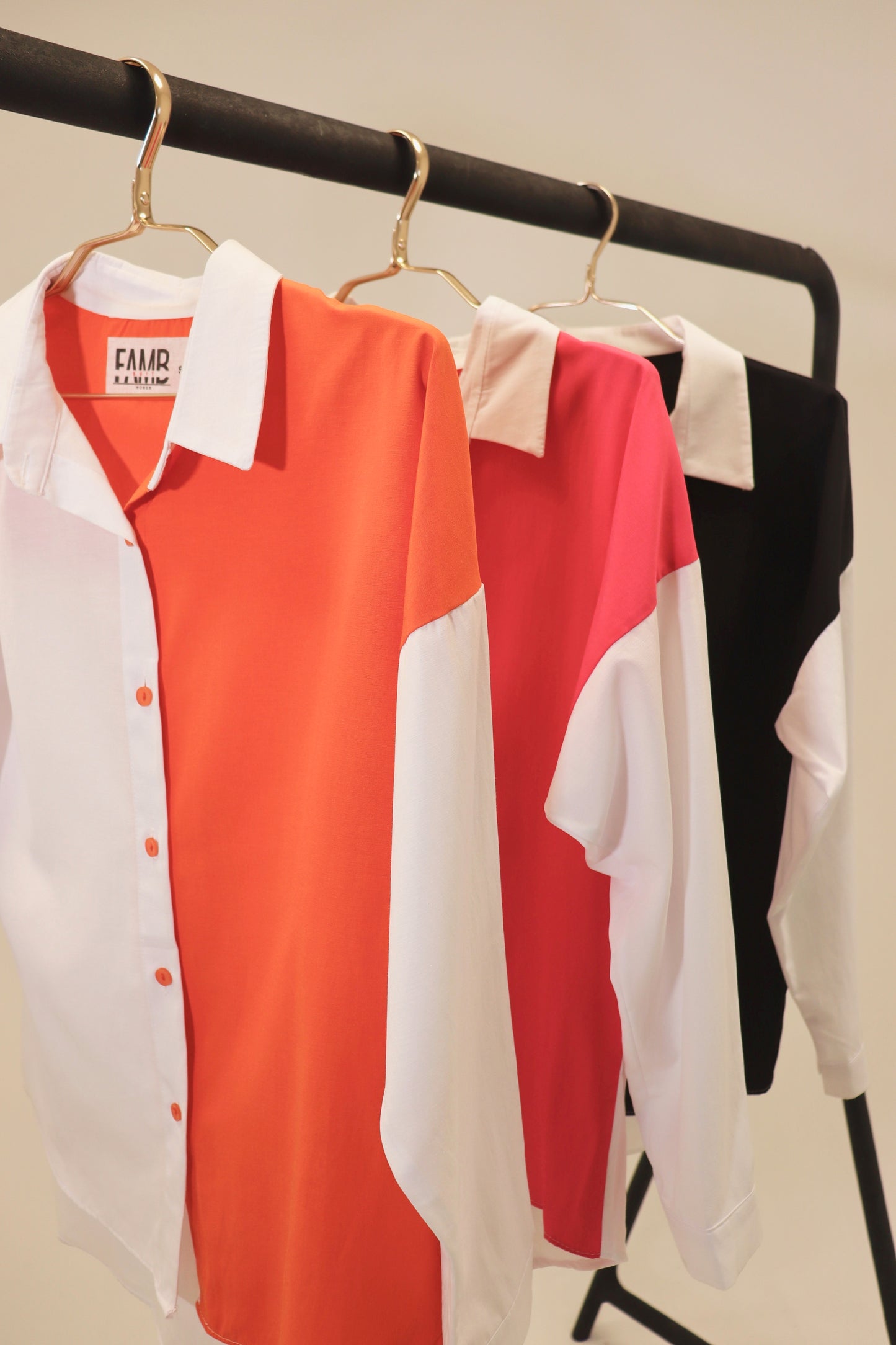 Chemise bicolore orange et blanche