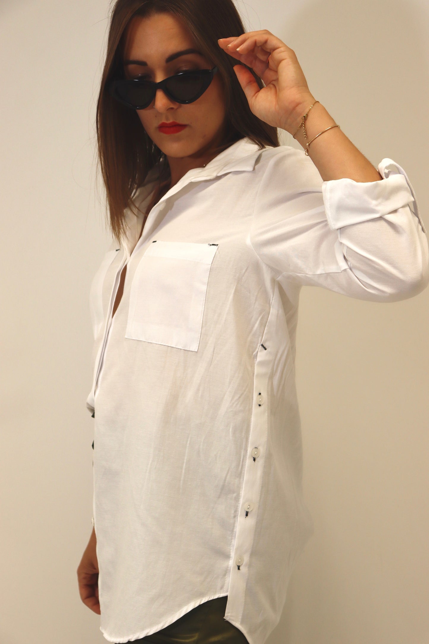 Chemise blanche détails couture