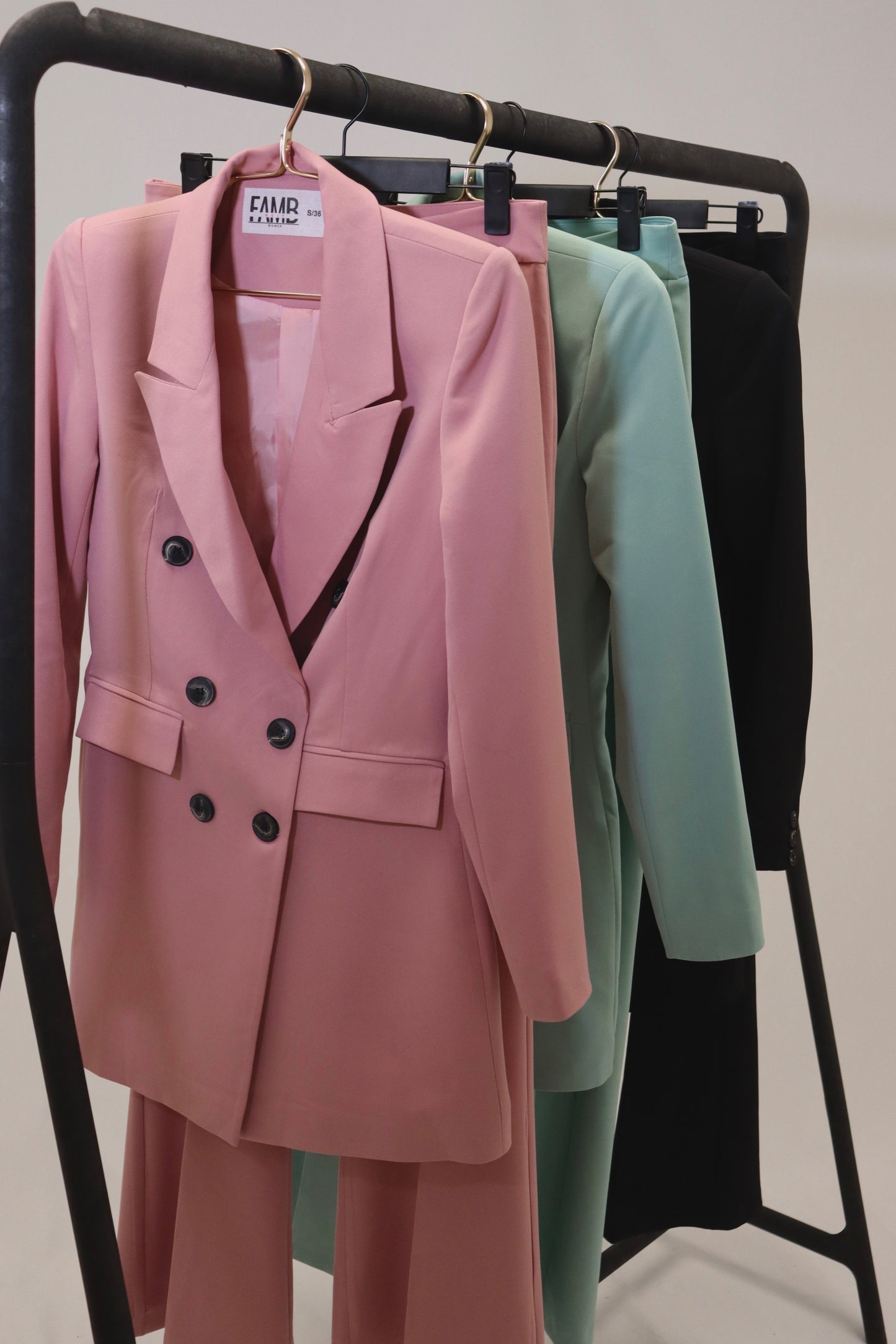 Blazer long Oxford vieux rose