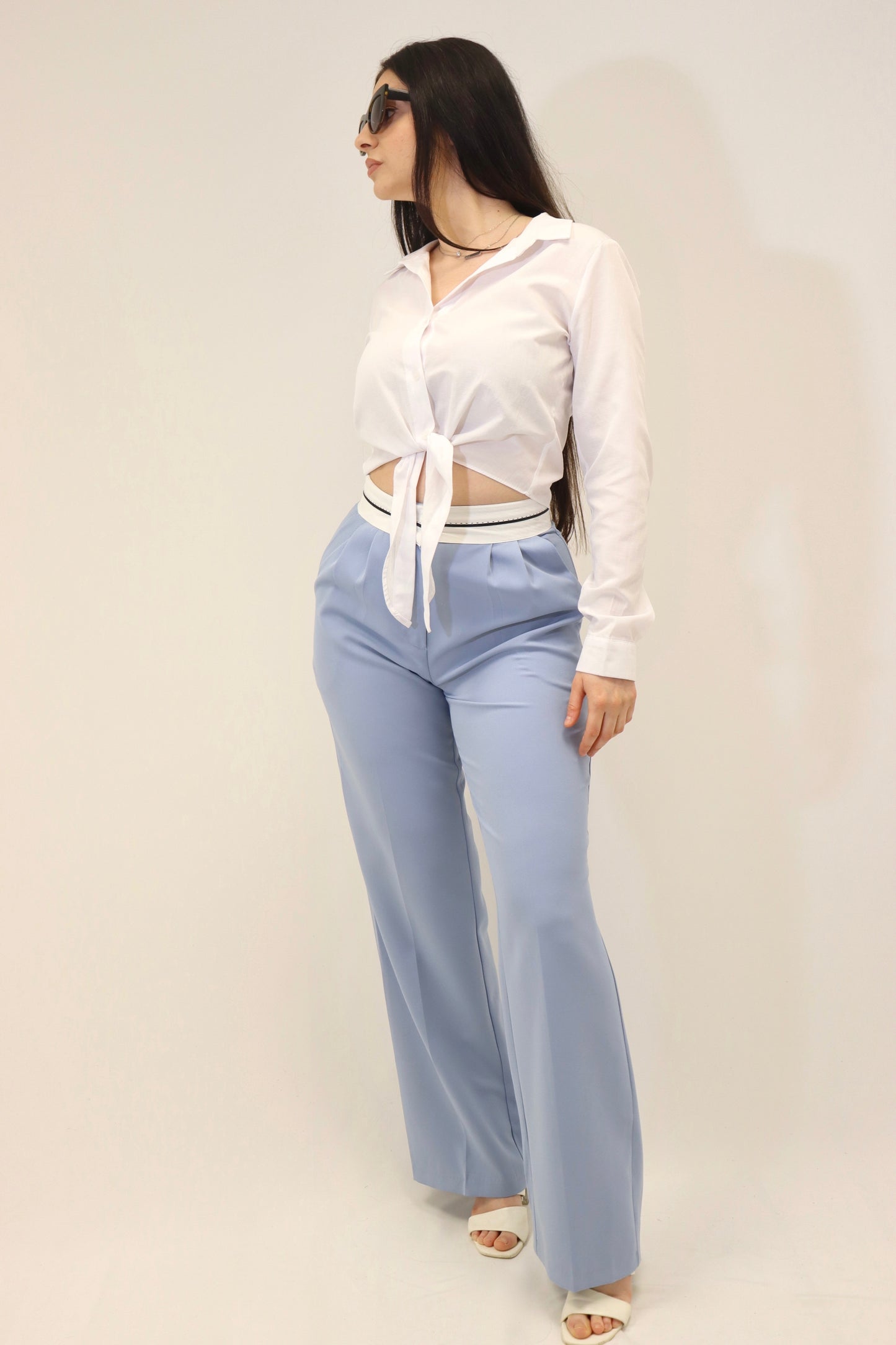 Pantalon ceinture bleu